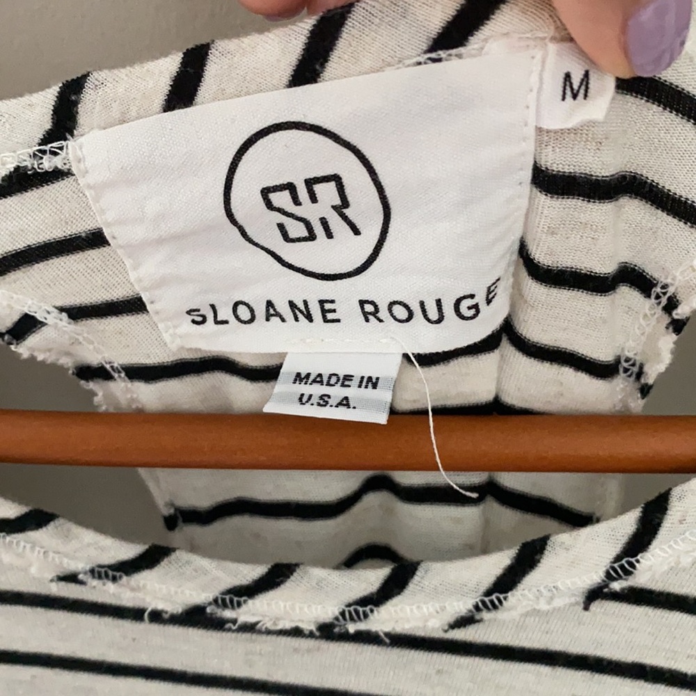 Anthropologie Black and White Striped Short Sleeve Tee - Picture 3 of 4